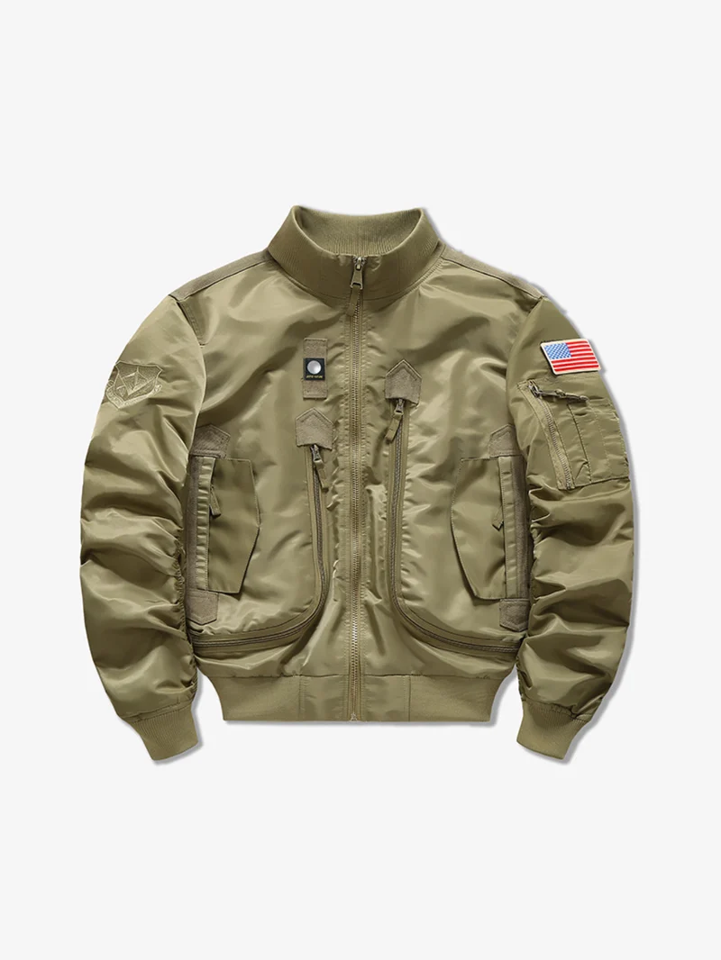 Herren Flieger-Bomberjacke im Militärstil mit Multifunktions-Taschen Drune