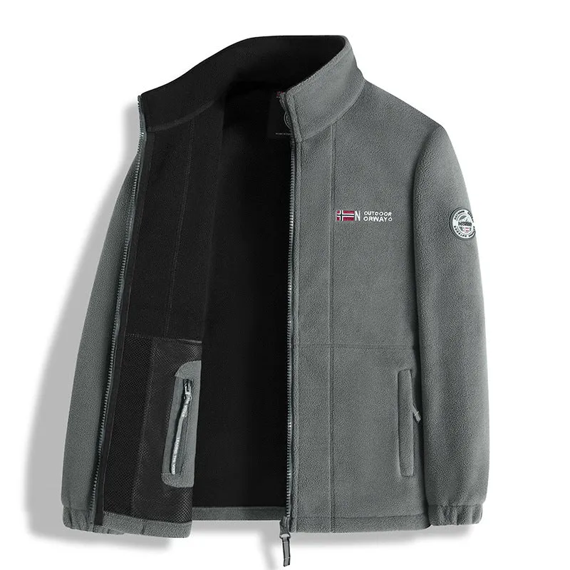 Herren Fleecejacke mit Microfleece-Innenfutter, Stehkragen und Zwei-Wege-Reißverschluss Drune