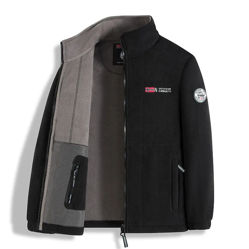Herren Fleecejacke mit Microfleece-Innenfutter, Stehkragen und Zwei-Wege-Reißverschluss Drune
