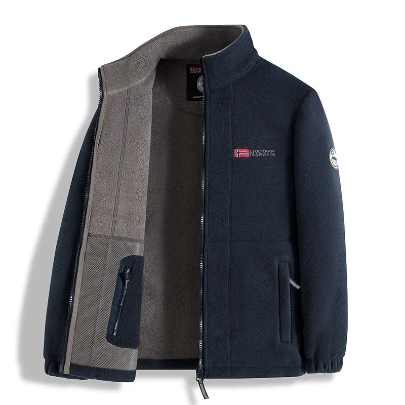 Herren Fleecejacke mit Microfleece-Innenfutter, Stehkragen und Zwei-Wege-Reißverschluss Drune