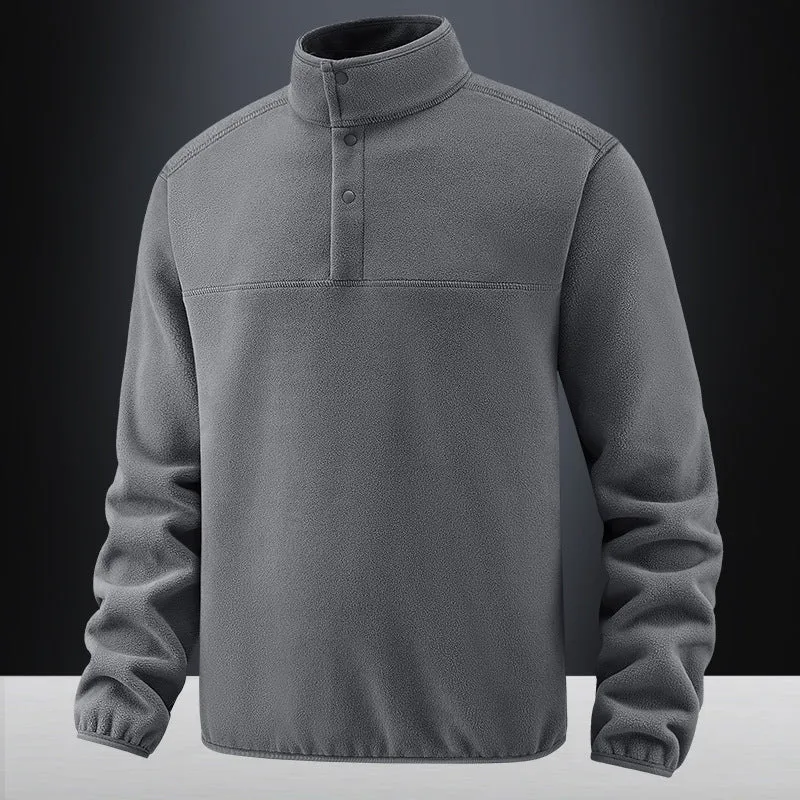 Herren Fleece-Pullover mit Stehkragen und Druckknopf-Leiste für wärmende Zwischenschicht Drune