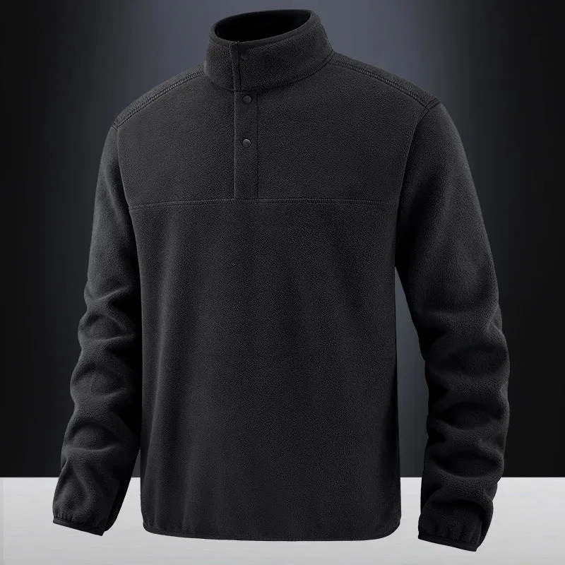 Herren Fleece-Pullover mit Stehkragen und Druckknopf-Leiste für wärmende Zwischenschicht Drune