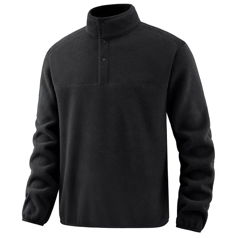 Herren Fleece-Pullover mit Stehkragen und Druckknopf-Leiste für wärmende Zwischenschicht Drune