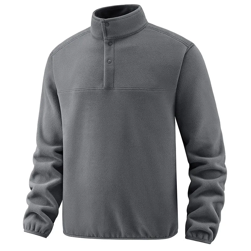 Herren Fleece-Pullover mit Stehkragen und Druckknopf-Leiste für wärmende Zwischenschicht Drune