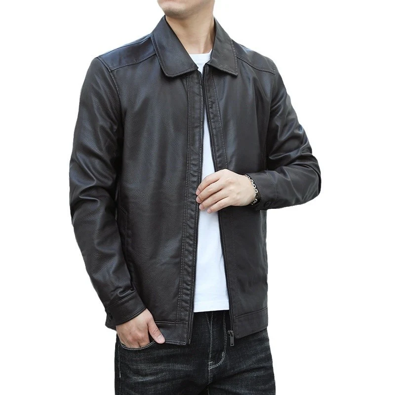 Herren Echtleder-Blouson mit Hemdkragen, schlankem Schnitt und verdecktem Reißverschluss Drune