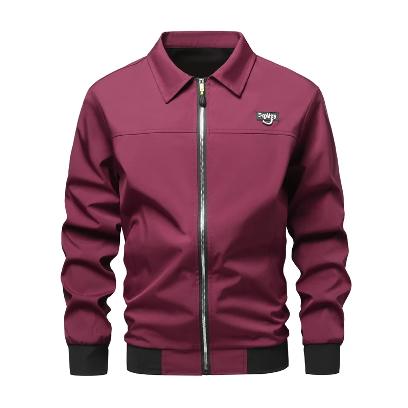 Herren Collar-Zip-Blouson aus Softshell mit gerippten Bündchen & Smiley-Patch Drune