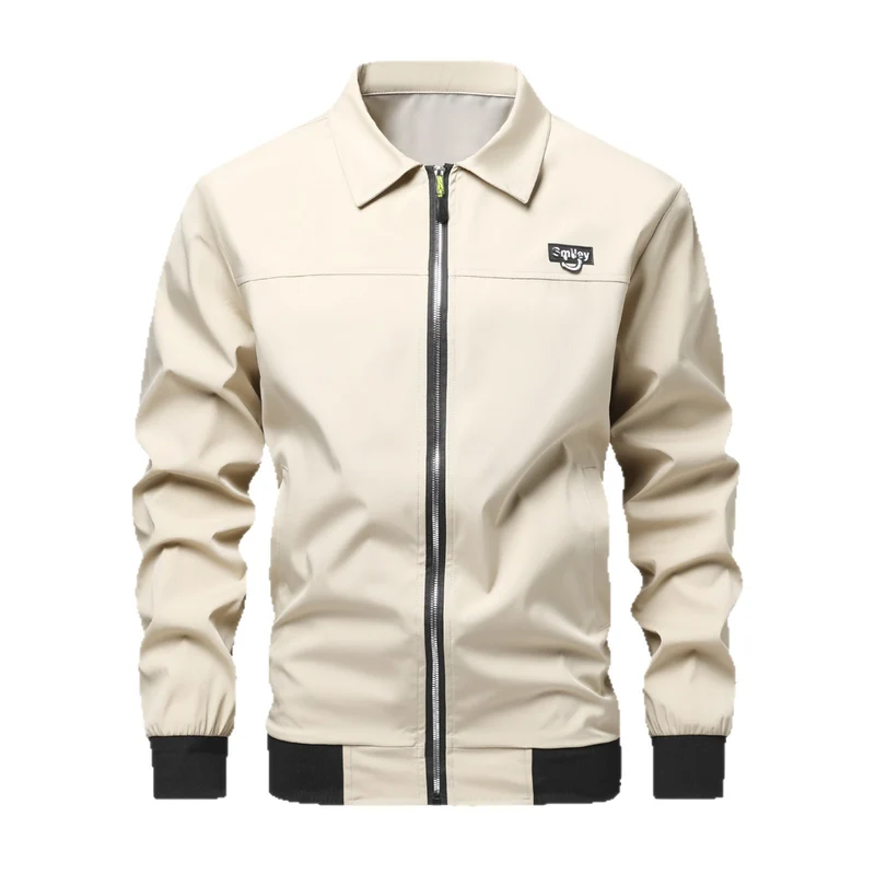 Herren Collar-Zip-Blouson aus Softshell mit gerippten Bündchen & Smiley-Patch Drune