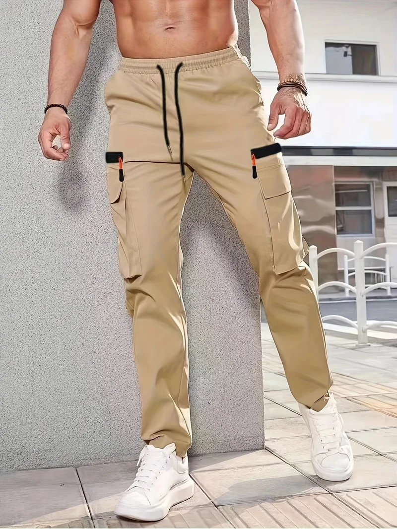 Herren Cargohose im Joggerstil mit elastischem Bund, Tunnelzug & Mehrfachtaschen Drune
