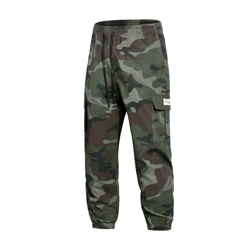 Herren Cargohose im Joggerstil mit Camouflage, Tunnelzugbund & elastischen Knöchelbündchen Drune