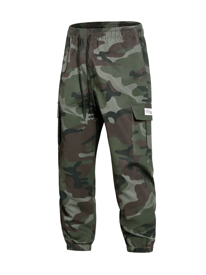 Herren Cargohose im Joggerstil mit Camouflage, Tunnelzugbund & elastischen Knöchelbündchen Drune