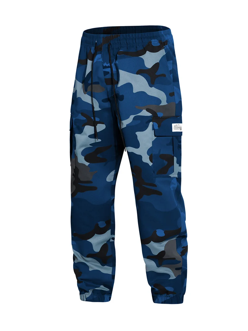 Herren Cargohose im Joggerstil mit Camouflage, Tunnelzugbund & elastischen Knöchelbündchen Drune