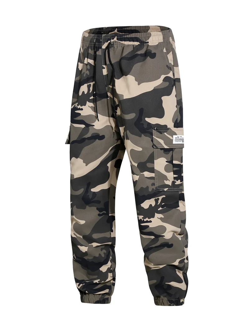 Herren Cargohose im Joggerstil mit Camouflage, Tunnelzugbund & elastischen Knöchelbündchen Drune