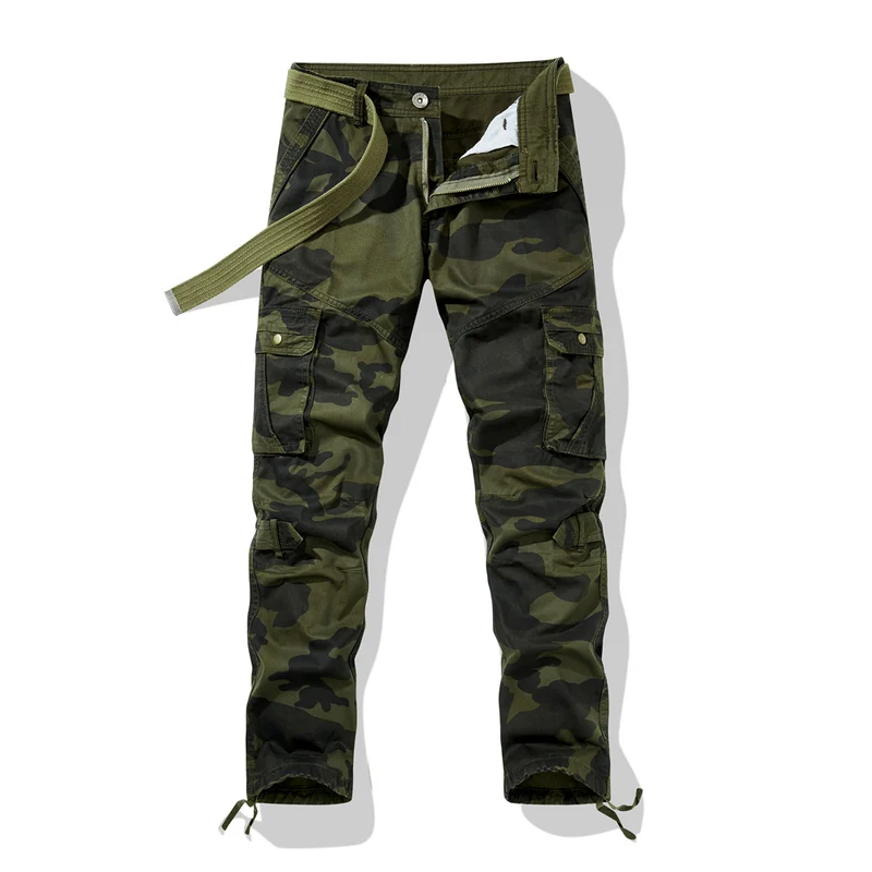 Herren Cargohhose im Military-Style mit verstärkten Knien, Multifunktions‑Taschen & Kordelbund Drune