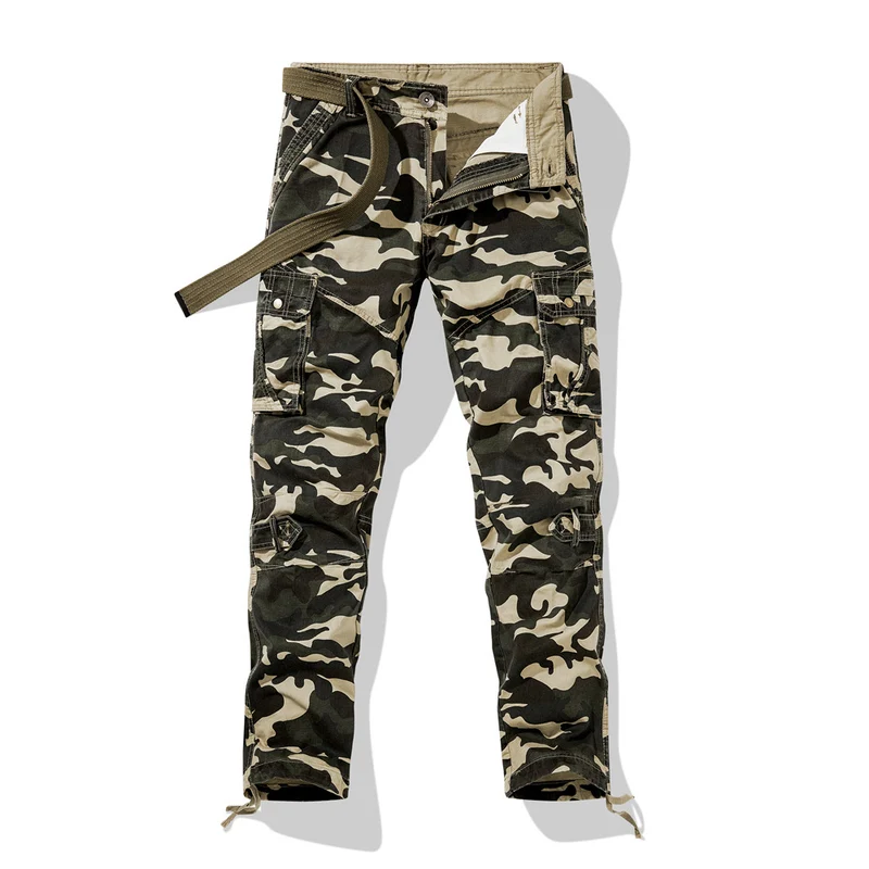 Herren Cargohhose im Military-Style mit verstärkten Knien, Multifunktions‑Taschen & Kordelbund Drune