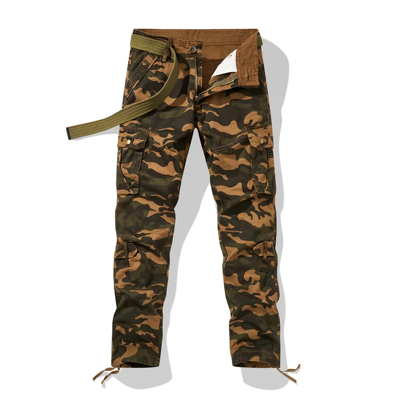 Herren Cargohhose im Military-Style mit verstärkten Knien, Multifunktions‑Taschen & Kordelbund Drune