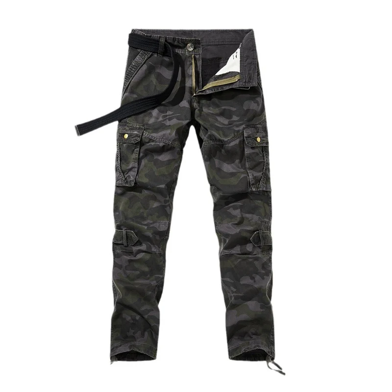 Herren Cargohhose im Military-Style mit verstärkten Knien, Multifunktions‑Taschen & Kordelbund Drune