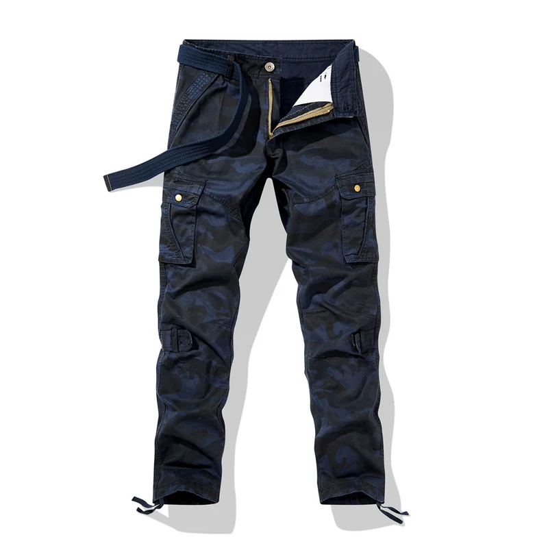 Herren Cargohhose im Military-Style mit verstärkten Knien, Multifunktions‑Taschen & Kordelbund Drune