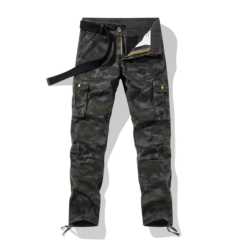 Herren Cargohhose im Military-Style mit verstärkten Knien, Multifunktions‑Taschen & Kordelbund Drune