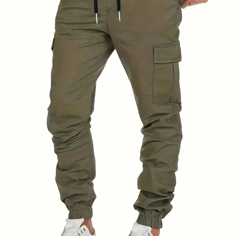 Herren Cargo-Jogginghose mit Tunnelzug, elastischen Bündchen und großen Klappentaschen Drune