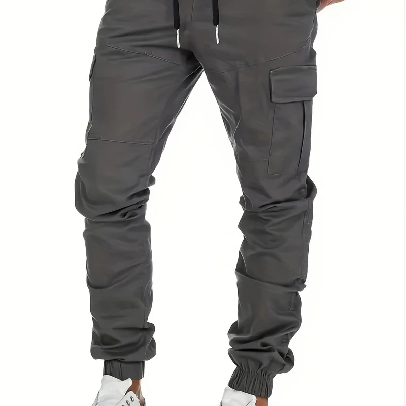 Herren Cargo-Jogginghose mit Tunnelzug, elastischen Bündchen und großen Klappentaschen Drune