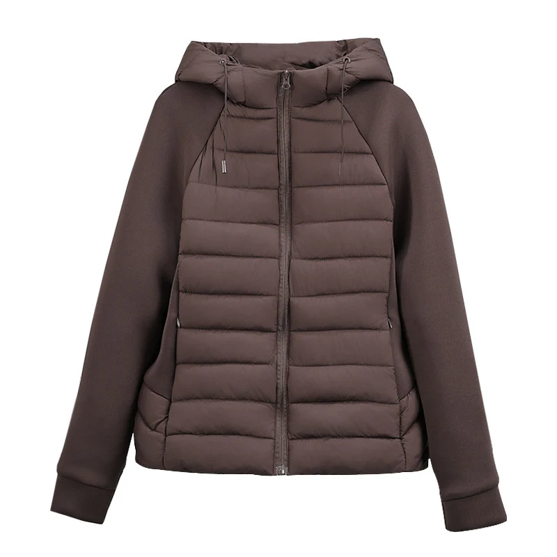 Damen nan gesteppte Hybridjacke mit Kapuze, Softshell-Ärmeln und leichter Thermoisolierung Drune