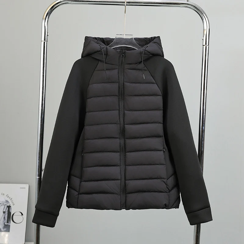 Damen nan gesteppte Hybridjacke mit Kapuze, Softshell-Ärmeln und leichter Thermoisolierung Drune