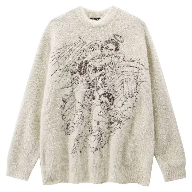 Herren Grobstrickpullover mit kreativem Motiv Drune