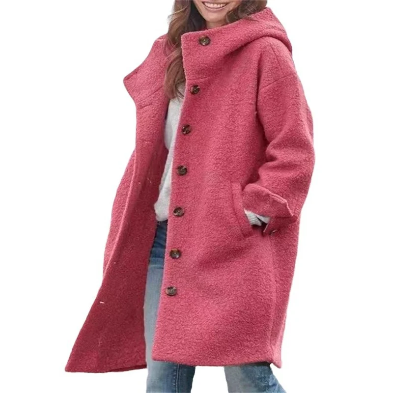 Damen Oversized Wollmantel mit sportlichem Schnitt und großen Taschen Drune