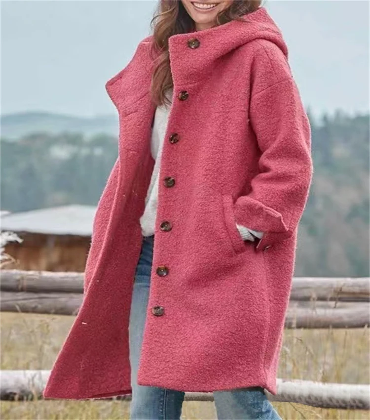 Damen Oversized Wollmantel mit sportlichem Schnitt und großen Taschen Drune