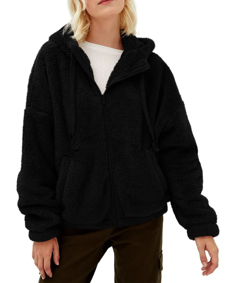 Damen Kuschelige Fleecejacke mit hohem Kragen und Reißverschluss Drune