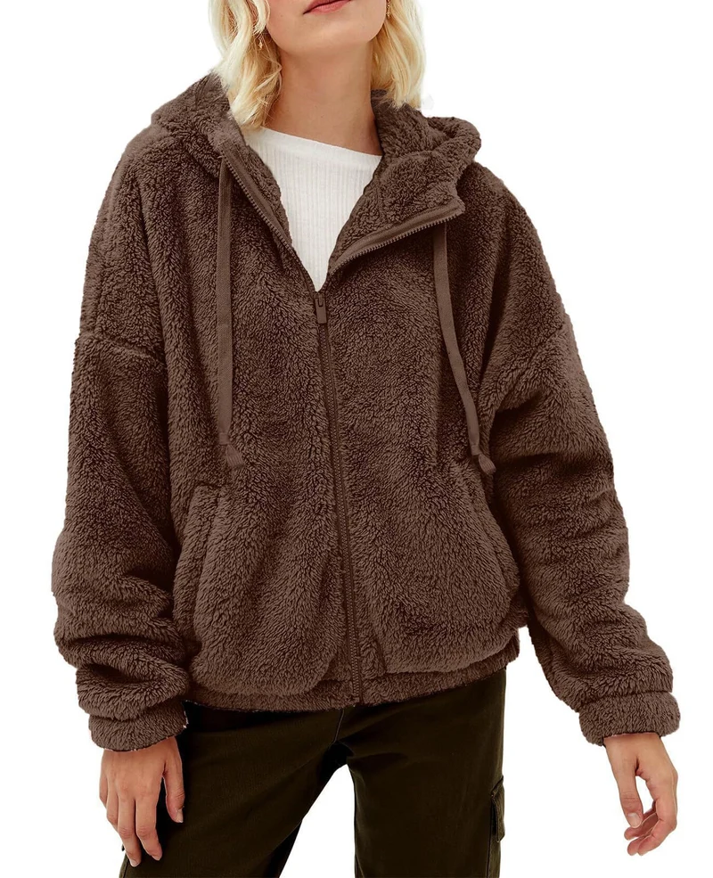 Damen Kuschelige Fleecejacke mit hohem Kragen und Reißverschluss Drune