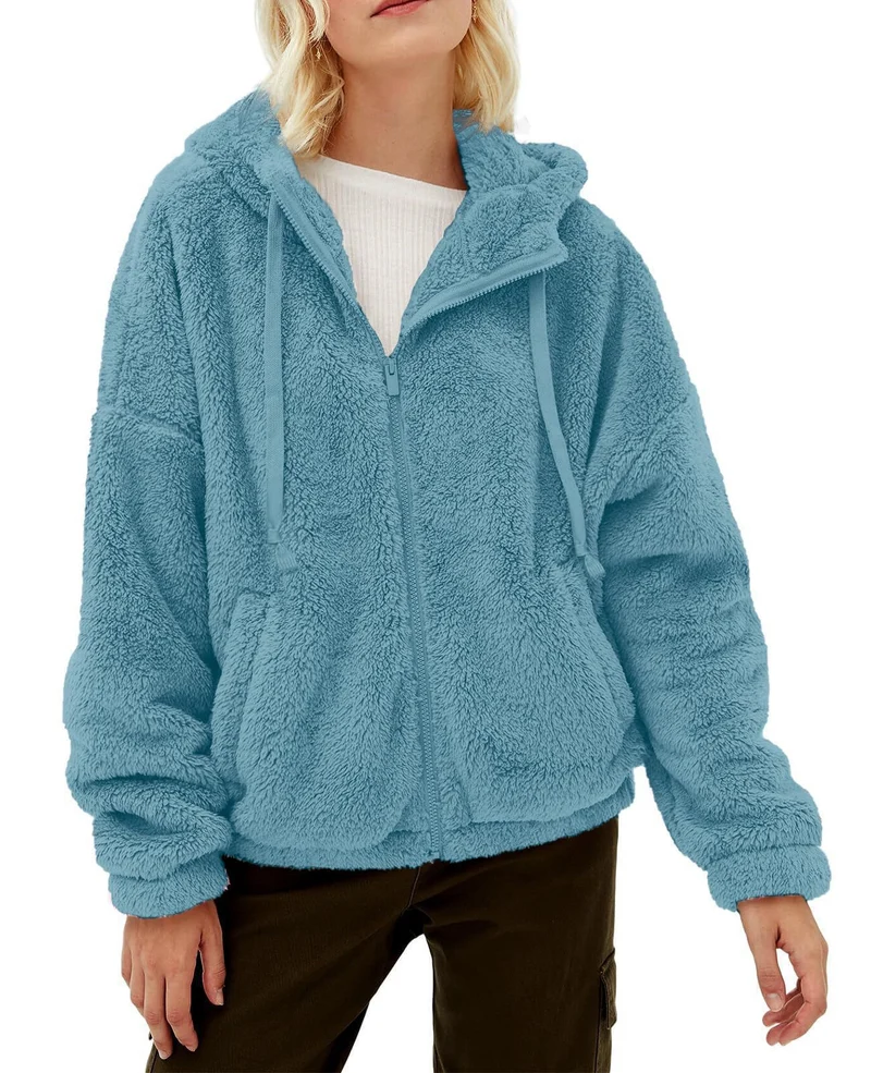 Damen Kuschelige Fleecejacke mit hohem Kragen und Reißverschluss Drune