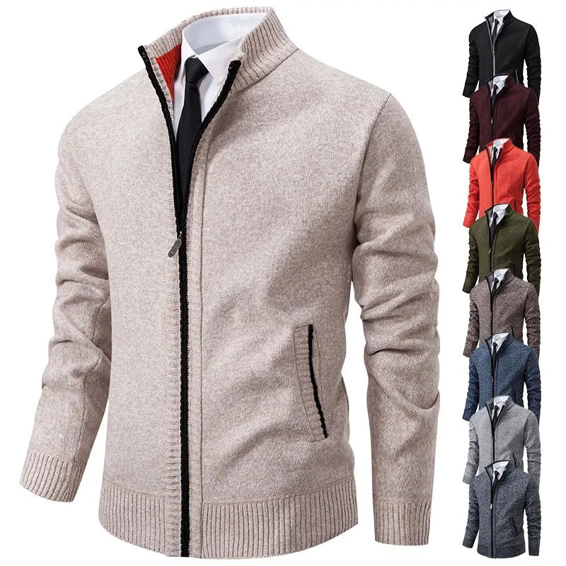Herren sportliche Strickjacke mit Stehkragen und Reißverschluss Drune