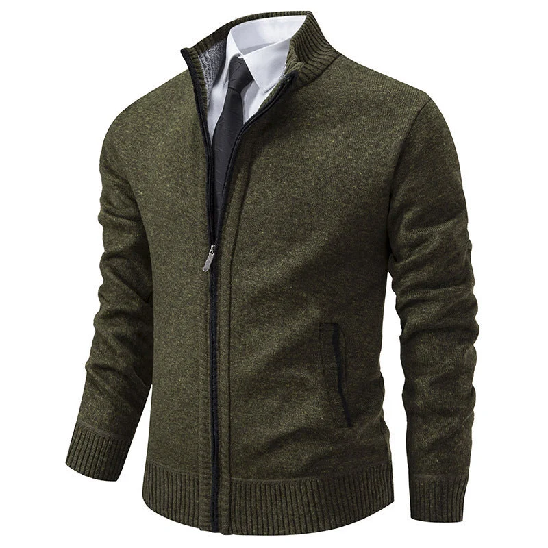 Herren sportliche Strickjacke mit Stehkragen und Reißverschluss Drune