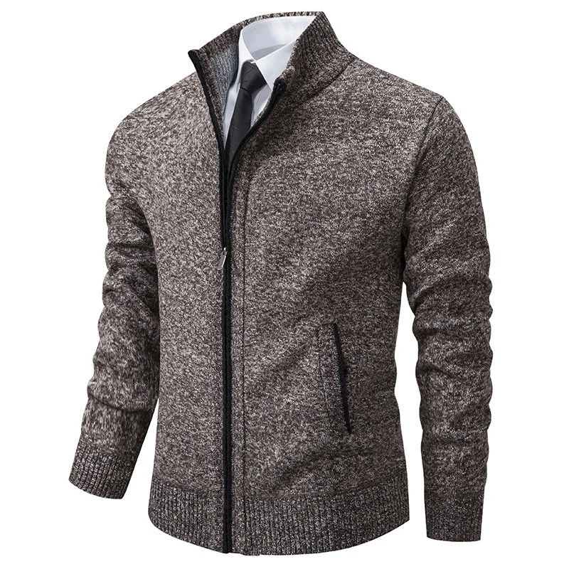 Herren sportliche Strickjacke mit Stehkragen und Reißverschluss Drune
