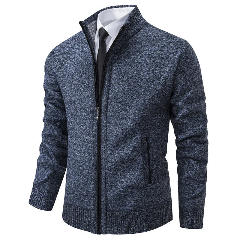 Herren sportliche Strickjacke mit Stehkragen und Reißverschluss Drune