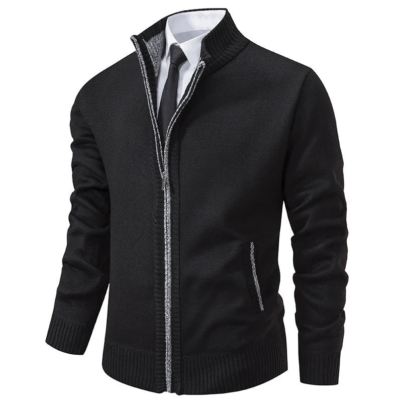 Herren sportliche Strickjacke mit Stehkragen und Reißverschluss Drune