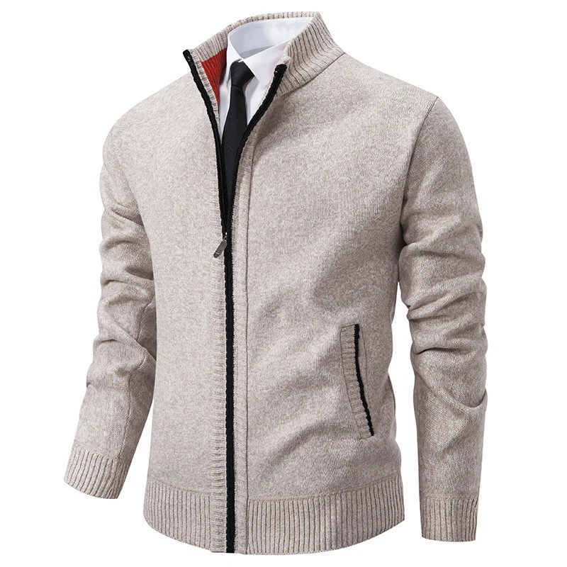 Herren sportliche Strickjacke mit Stehkragen und Reißverschluss Drune