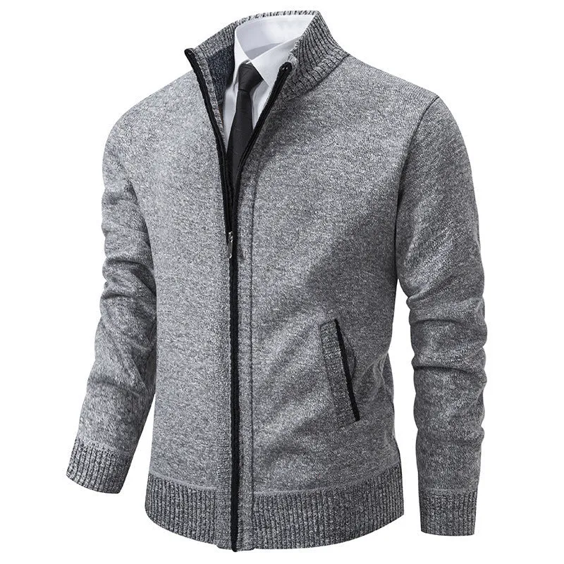 Herren sportliche Strickjacke mit Stehkragen und Reißverschluss Drune