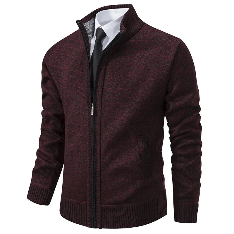 Herren sportliche Strickjacke mit Stehkragen und Reißverschluss Drune