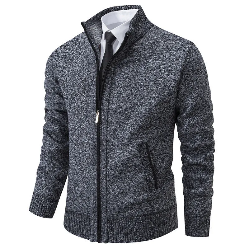 Herren sportliche Strickjacke mit Stehkragen und Reißverschluss Drune