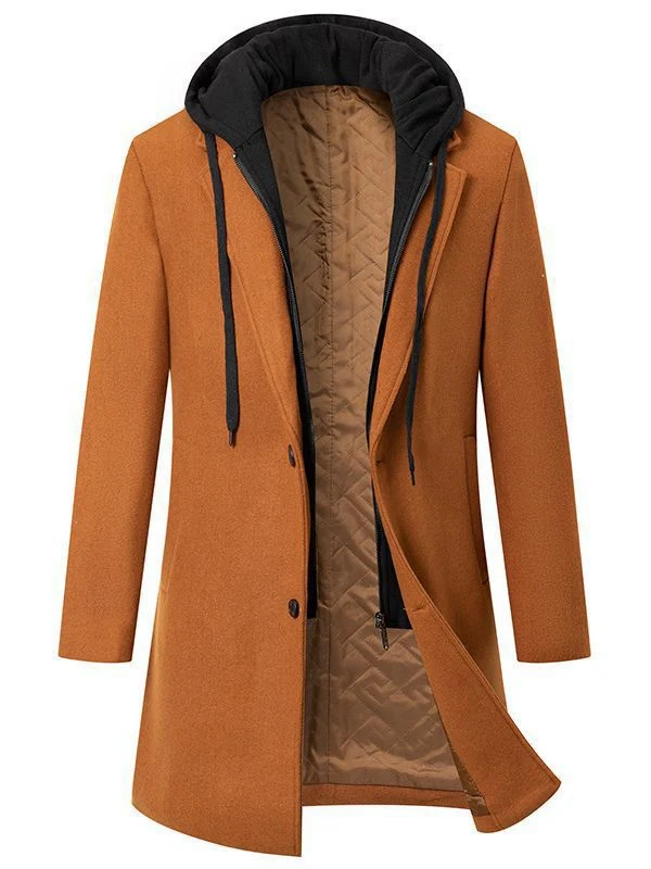 Damen eleganter Mantel mit abnehmbarer Kapuze und Fleece-Futter Drune