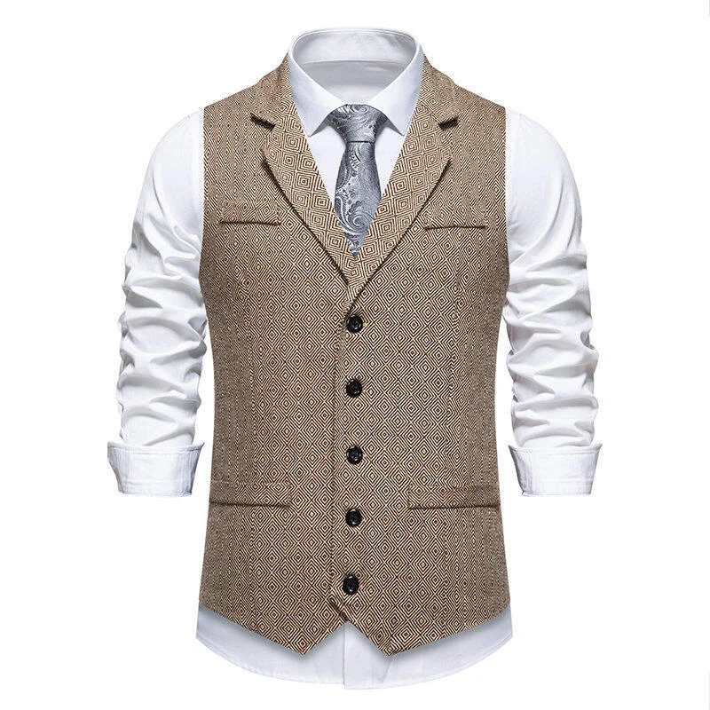 Herren Anzugweste im eleganten Herringbone-Muster mit praktischen Taschen Drune