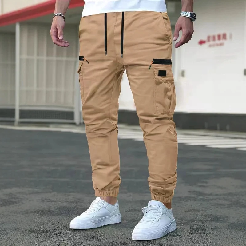 Herren Cargo-Jogginghose mit multifunktionalen Reißverschluss- und Klappentaschen, elastischem Bund & Bündchen Drune