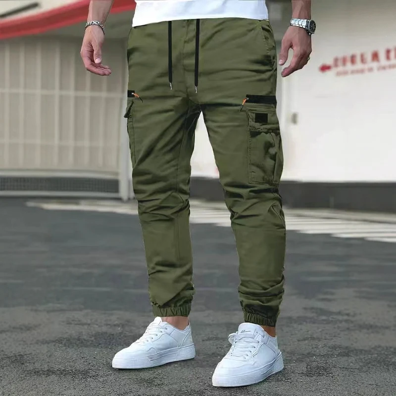 Herren Cargo-Jogginghose mit multifunktionalen Reißverschluss- und Klappentaschen, elastischem Bund & Bündchen Drune