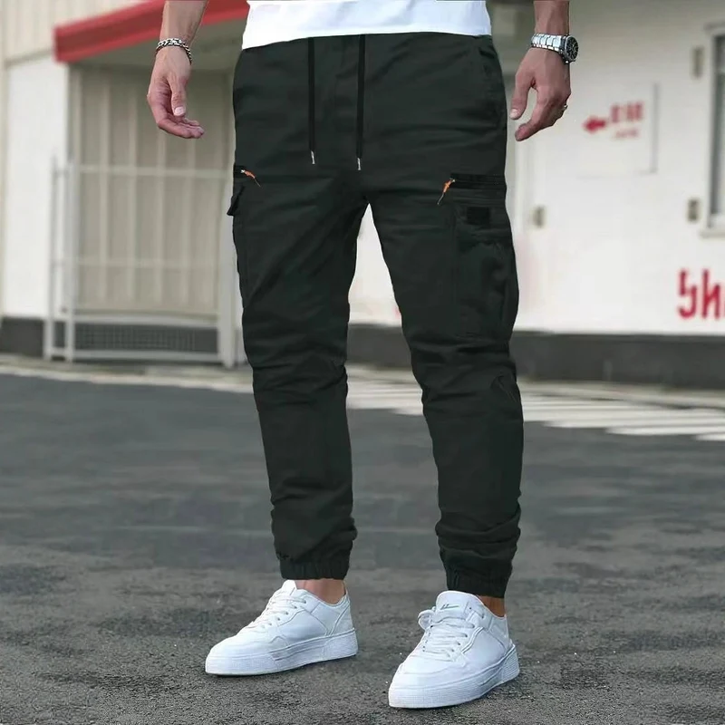 Herren Cargo-Jogginghose mit multifunktionalen Reißverschluss- und Klappentaschen, elastischem Bund & Bündchen Drune