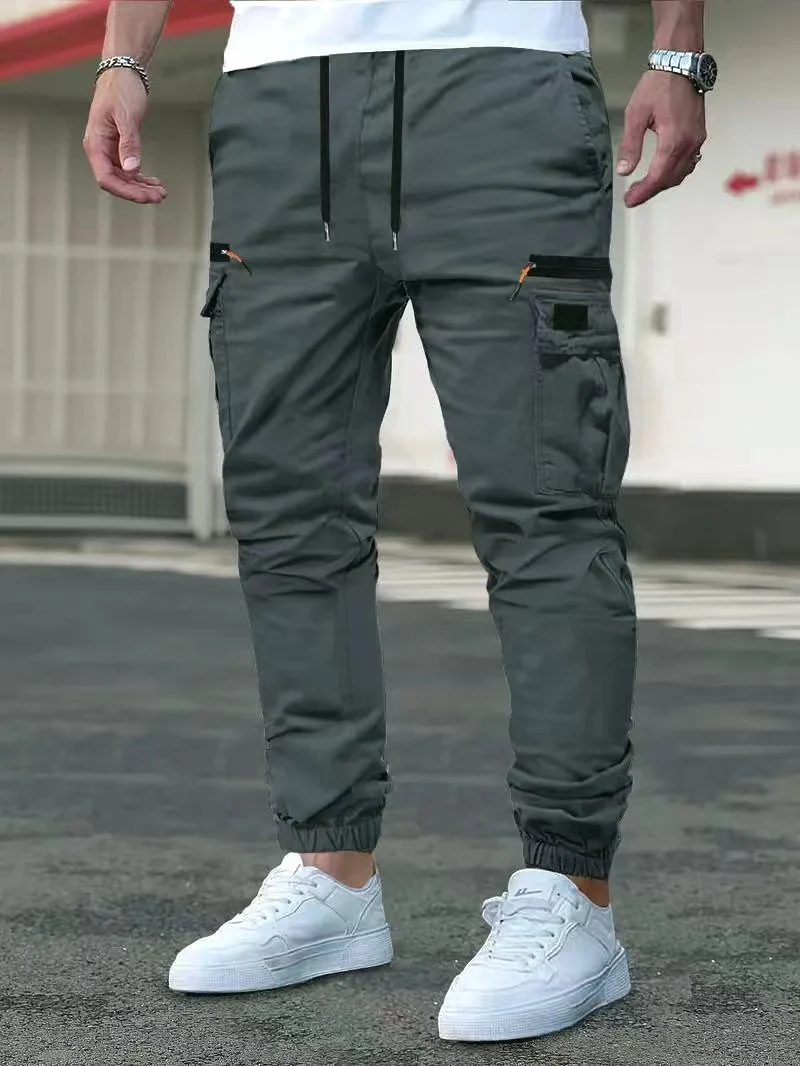 Herren Cargo-Jogginghose mit multifunktionalen Reißverschluss- und Klappentaschen, elastischem Bund & Bündchen Drune