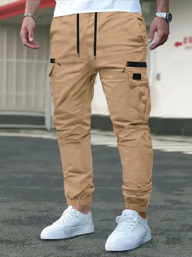 Herren Cargo-Jogginghose mit multifunktionalen Reißverschluss- und Klappentaschen, elastischem Bund & Bündchen Drune