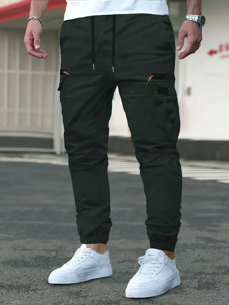 Herren Cargo-Jogginghose mit multifunktionalen Reißverschluss- und Klappentaschen, elastischem Bund & Bündchen Drune