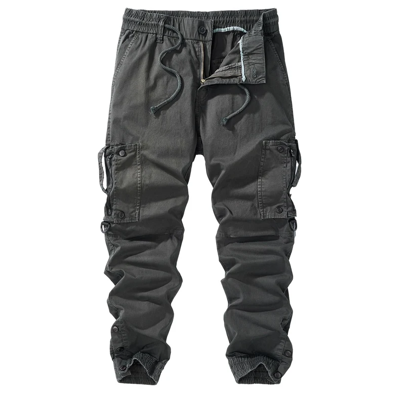 Herren Cargo-Jogginghose mit elastischem Bund, Reißverschluss-Cargotaschen und verstellbarem Saum Drune